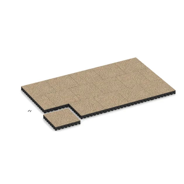 Typische Verlegung oder Einbausituation für den Artikel 5374 von WARCO - Valtegel, Farbton Travertin in der Abmessung 500 x 500 x 80 mm.