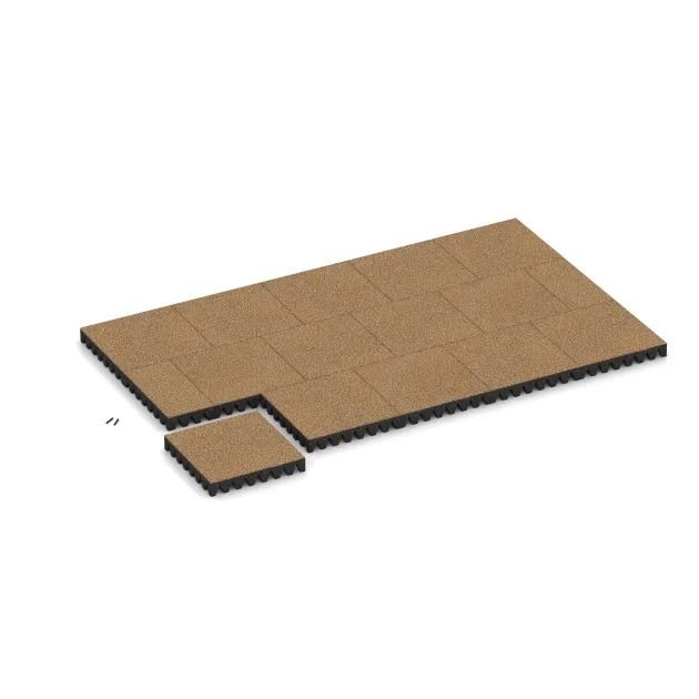 Typische Verlegung oder Einbausituation für den Artikel 5623 von WARCO - Rubber speelplaatstegel 8 cm - EN 1177 ≤ 215 cm, Farbton Rattan Lounge in der Abmessung 500 x 500 x 80 mm.
