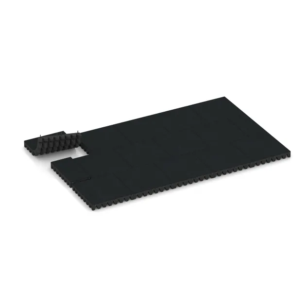 Typische Verlegung oder Einbausituation für den Artikel 5604 von WARCO - Rubber speelplaatstegel 8 cm - EN 1177 ≤ 215 cm, Farbton Ijzergrijs in der Abmessung 500 x 500 x 80 mm.