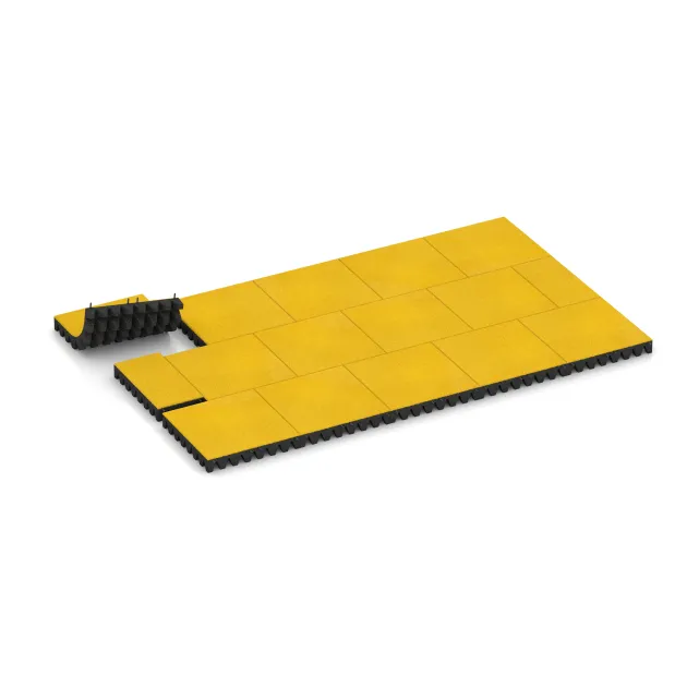 Typische Verlegung oder Einbausituation für den Artikel 0722 von WARCO - Valtegel, Farbton Citroengeel in der Abmessung 500 x 500 x 80 mm.