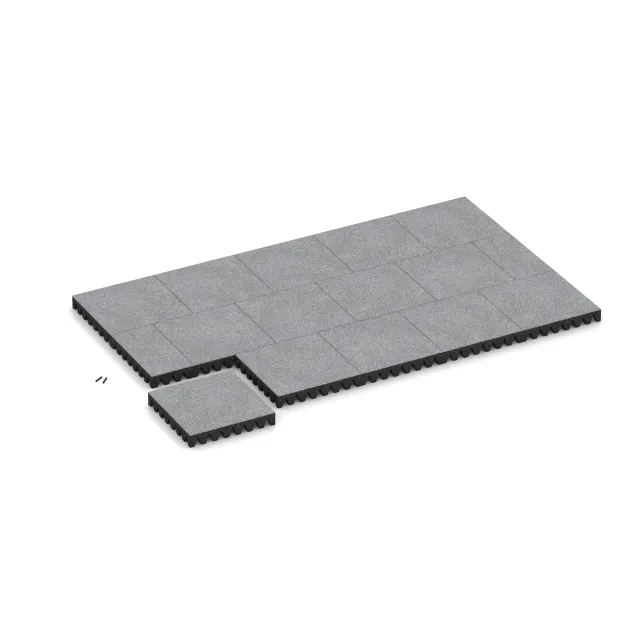 Typische Verlegung oder Einbausituation für den Artikel 5376 von WARCO - Valtegel, Farbton Grijs Melange in der Abmessung 500 x 500 x 80 mm.