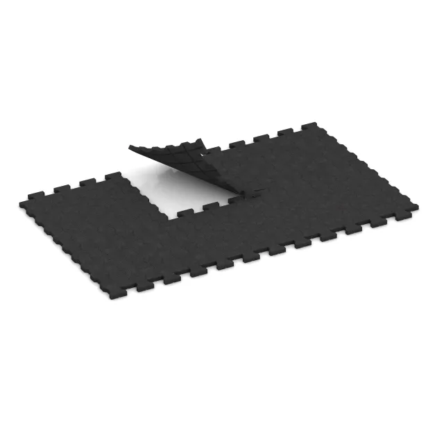 Typische Verlegung oder Einbausituation für den Artikel 3545 von WARCO - Rubberen bestratingsmat, Farbton Anthraciet in der Abmessung 1120 x 1000 x 43 mm.