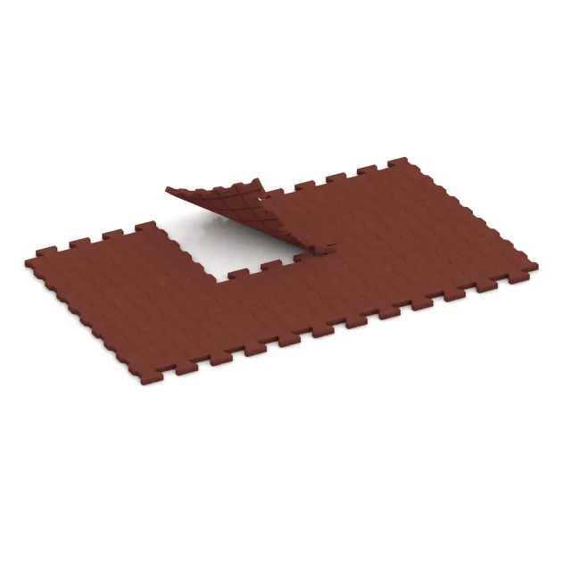 Typische Verlegung oder Einbausituation für den Artikel 3546 von WARCO - Rubberen bestratingsmat, Farbton Baksteenrood in der Abmessung 1120 x 1000 x 43 mm.
