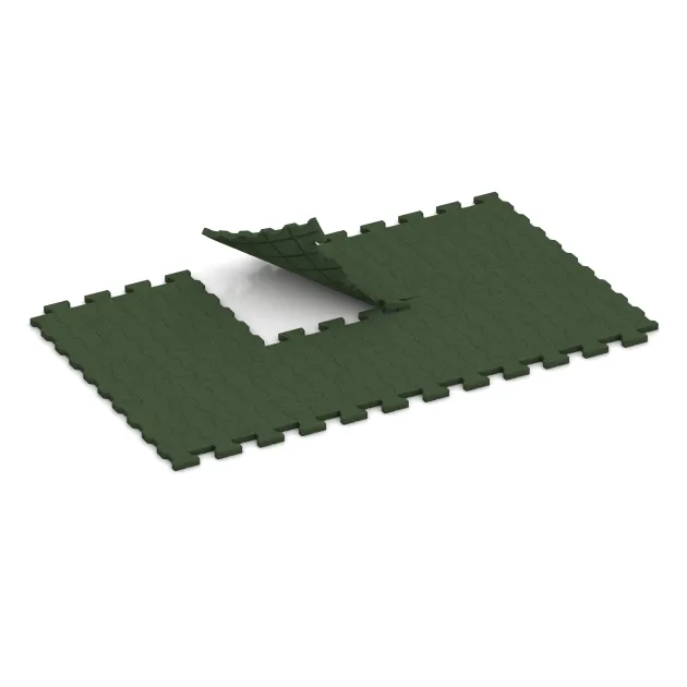 Typische Verlegung oder Einbausituation für den Artikel 3547 von WARCO - Rubberen bestratingsmat, Farbton Grasgroen in der Abmessung 1120 x 1000 x 43 mm.