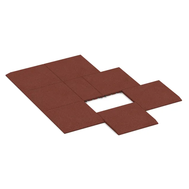 Typische Verlegung oder Einbausituation für den Artikel 0420 von WARCO - Randplaat (één zijde afgeschuind), Farbton Baksteenrood in der Abmessung 500 x 500 x 30 mm.