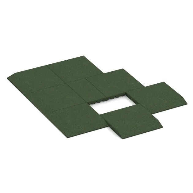 Typische Verlegung oder Einbausituation für den Artikel 0441 von WARCO - Randplaat (één zijde afgeschuind), Farbton Grasgroen in der Abmessung 500 x 500 x 50 mm.