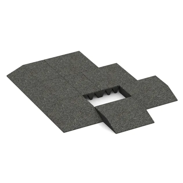 Typische Verlegung oder Einbausituation für den Artikel 3819 von WARCO - Randplaat (één zijde afgeschuind), Farbton Donkergrijs Graniet in der Abmessung 500 x 500 x 100 mm.