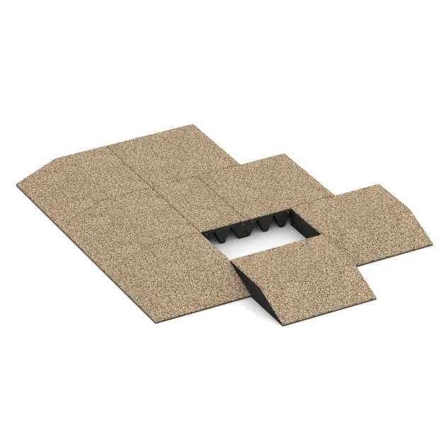 Typische Verlegung oder Einbausituation für den Artikel 3810 von WARCO - Randplaat (één zijde afgeschuind), Farbton Travertin in der Abmessung 500 x 500 x 100 mm.