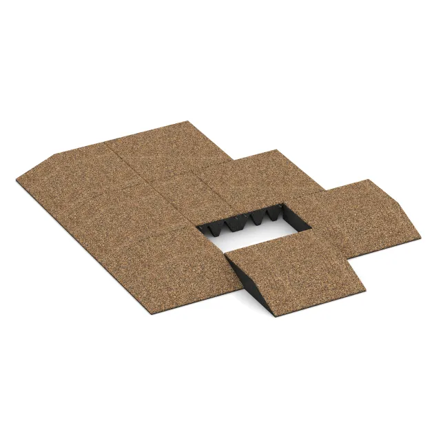 Typische Verlegung oder Einbausituation für den Artikel 3814 von WARCO - Randplaat (één zijde afgeschuind), Farbton Rattan Lounge in der Abmessung 500 x 500 x 100 mm.