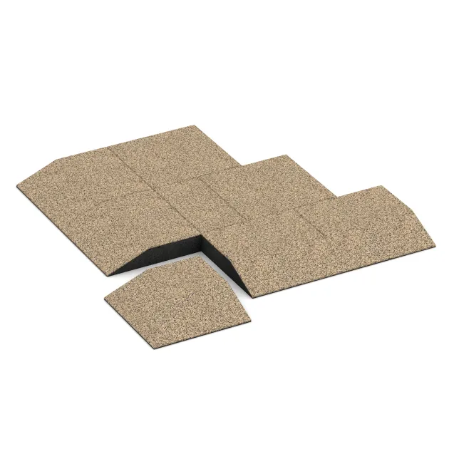 Typische Verlegung oder Einbausituation für den Artikel 3822 von WARCO - Hoekpaneel (twee zijden afgeschuind), Farbton Travertin in der Abmessung 500 x 500 x 100 mm.