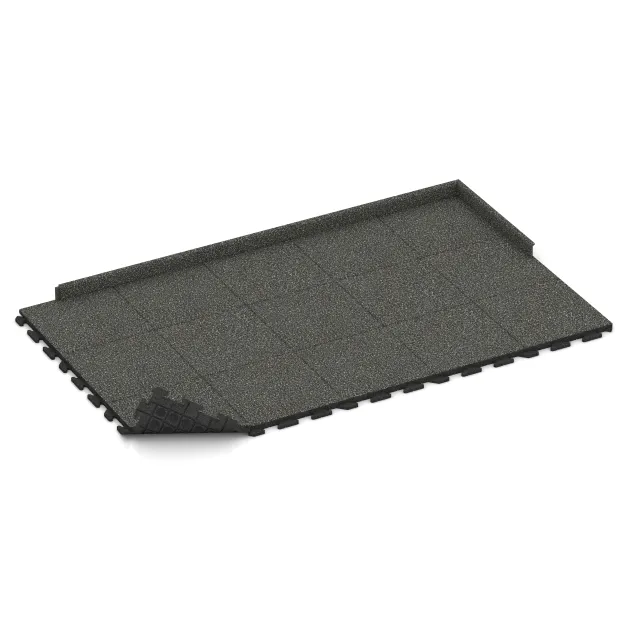 Typische Verlegung oder Einbausituation für den Artikel 1297 von WARCO - Rubberen straattegels Classic, Farbton Donkergrijs Graniet in der Abmessung 500 x 500 x 40 mm.