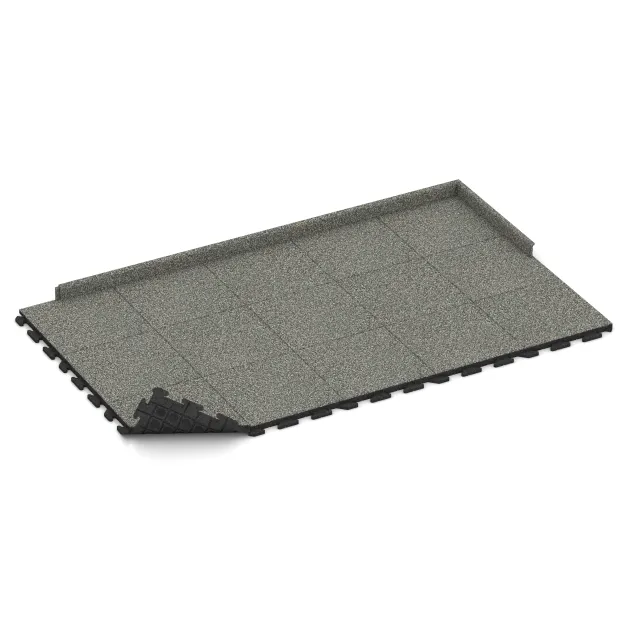 Typische Verlegung oder Einbausituation für den Artikel 1298 von WARCO - Rubberen straattegels Classic, Farbton Grijs Graniet in der Abmessung 500 x 500 x 40 mm.