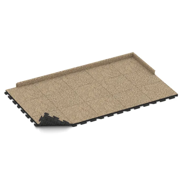 Typische Verlegung oder Einbausituation für den Artikel 1305 von WARCO - Rubberen straattegels Classic, Farbton Travertin in der Abmessung 500 x 500 x 40 mm.