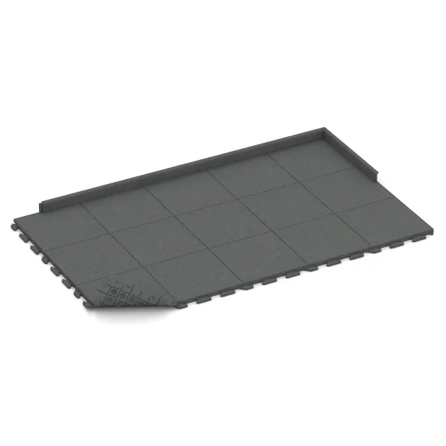 Typische Verlegung oder Einbausituation für den Artikel 1389 von WARCO - Rubberen straattegels Classic, Farbton Leigrijs in der Abmessung 500 x 500 x 40 mm.