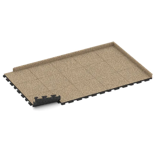 Typische Verlegung oder Einbausituation für den Artikel 1186 von WARCO - Hondenkennelplaat, Farbton Travertin in der Abmessung 500 x 500 x 30 mm.