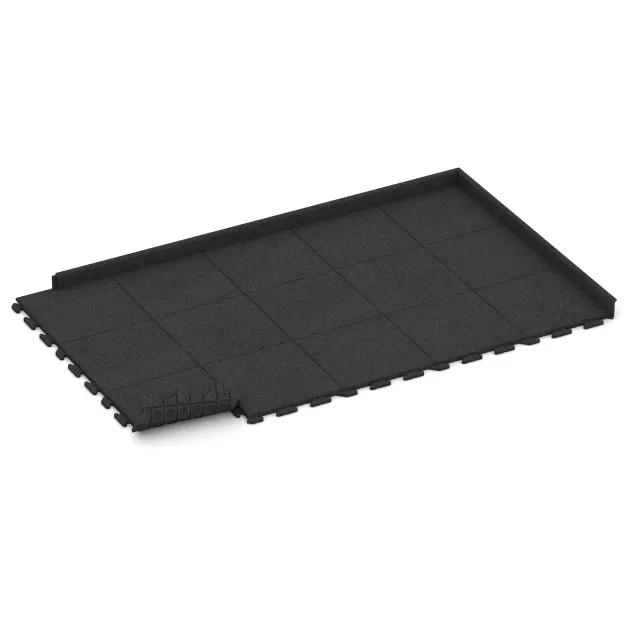Typische Verlegung oder Einbausituation für den Artikel 1259 von WARCO - Hondenkennelplaat, Farbton Anthraciet in der Abmessung 500 x 500 x 30 mm.