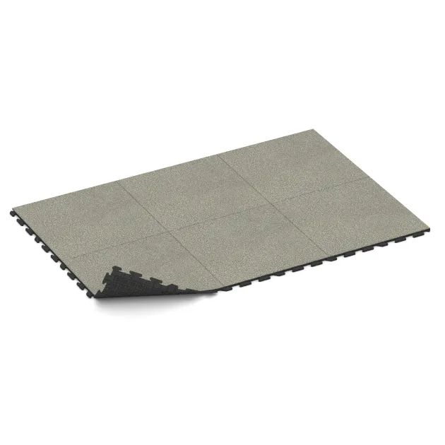 Typische Verlegung oder Einbausituation für den Artikel 1600 von WARCO - Fitnessvloer Rubber Tegels Classic, Farbton Lichtgrijs Graniet in der Abmessung 1000 x 1000 x 30 mm.