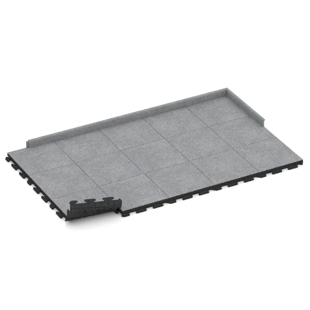 Typische Verlegung oder Einbausituation für den Artikel 4630 von WARCO - Fitnessvloer Rubber Tegels Classic, Farbton Grijs Melange in der Abmessung 500 x 500 x 50 mm.