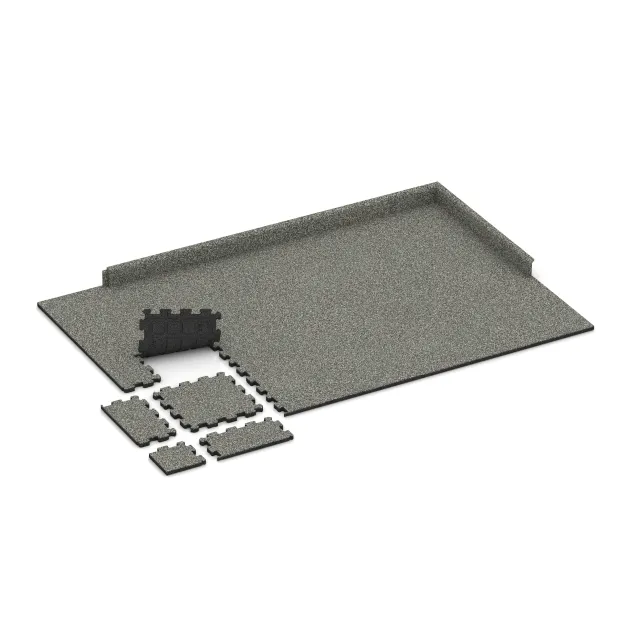 Typische Verlegung oder Einbausituation für den Artikel 3721 von WARCO - Fitnessmat Premium 2 cm, Farbton Grijs Graniet in der Abmessung 306 x 306 x 20 mm.