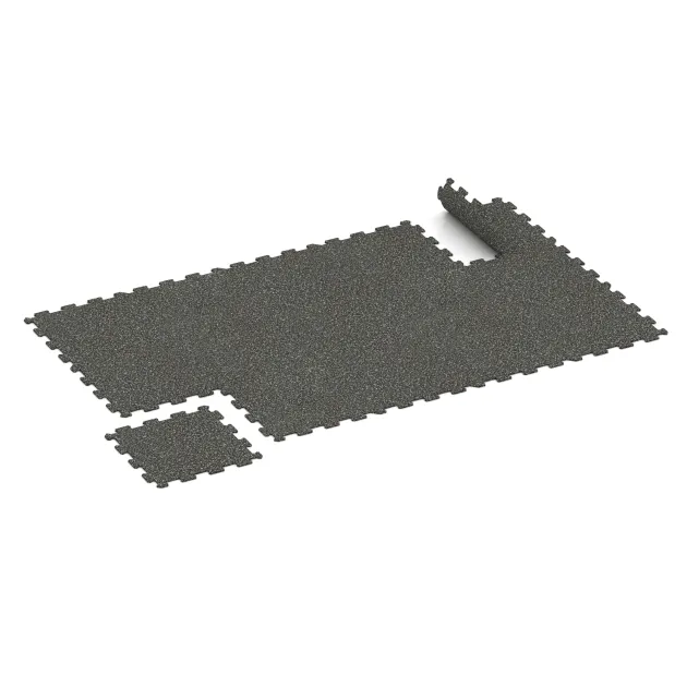 Typische Verlegung oder Einbausituation für den Artikel 0882 von WARCO - Fitnessvloer Compact, Farbton Donkergrijs Graniet in der Abmessung 485 x 485 x 8 mm.