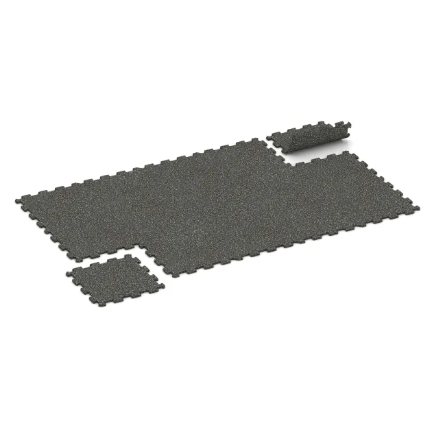 Typische Verlegung oder Einbausituation für den Artikel 0958 von WARCO - Fitnessvloer Compact, Farbton Donkergrijs Graniet in der Abmessung 485 x 485 x 16 mm.