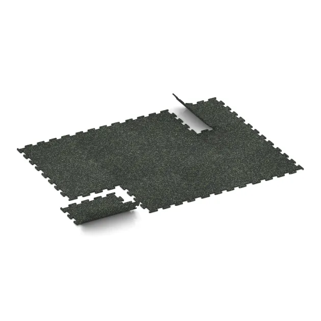 Typische Verlegung oder Einbausituation für den Artikel 3767 von WARCO - Fitness Performance Elite Trainingsvloer, Farbton Licht Groen Gespikkeld in der Abmessung 500 x 500 x 10 mm.