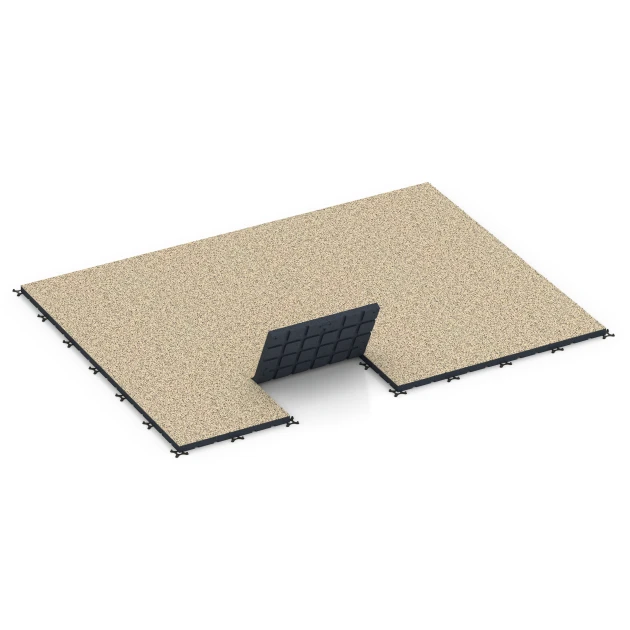 Typische Verlegung oder Einbausituation für den Artikel 7147 von WARCO - Fitnessvloer voor buiten, Farbton Travertijn in der Abmessung 60 x 60 x 4 cm | 0,36 m².