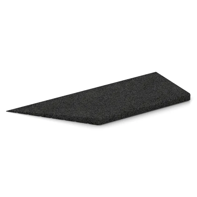 Foto der hinteren Seite vom unsymmetrischen WARCO-Formteil 2016: rechterhoek wighelft, Design Anthraciet, Maße 750 x 300 x 35/8 mm.