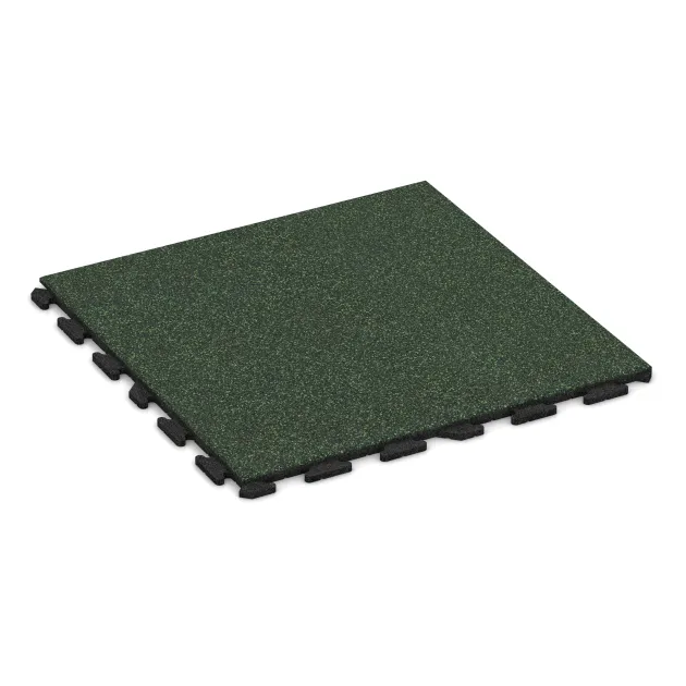 Foto der hinteren Seite vom unsymmetrischen WARCO-Formteil 1601: Fitnessvloer Rubber Tegels Classic, Design Engels Gras, Maße 1000 x 1000 x 30 mm.